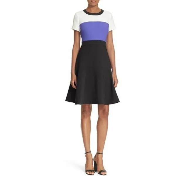 Kate Spade Blue/Black Colorblock Crepe Flip Dress